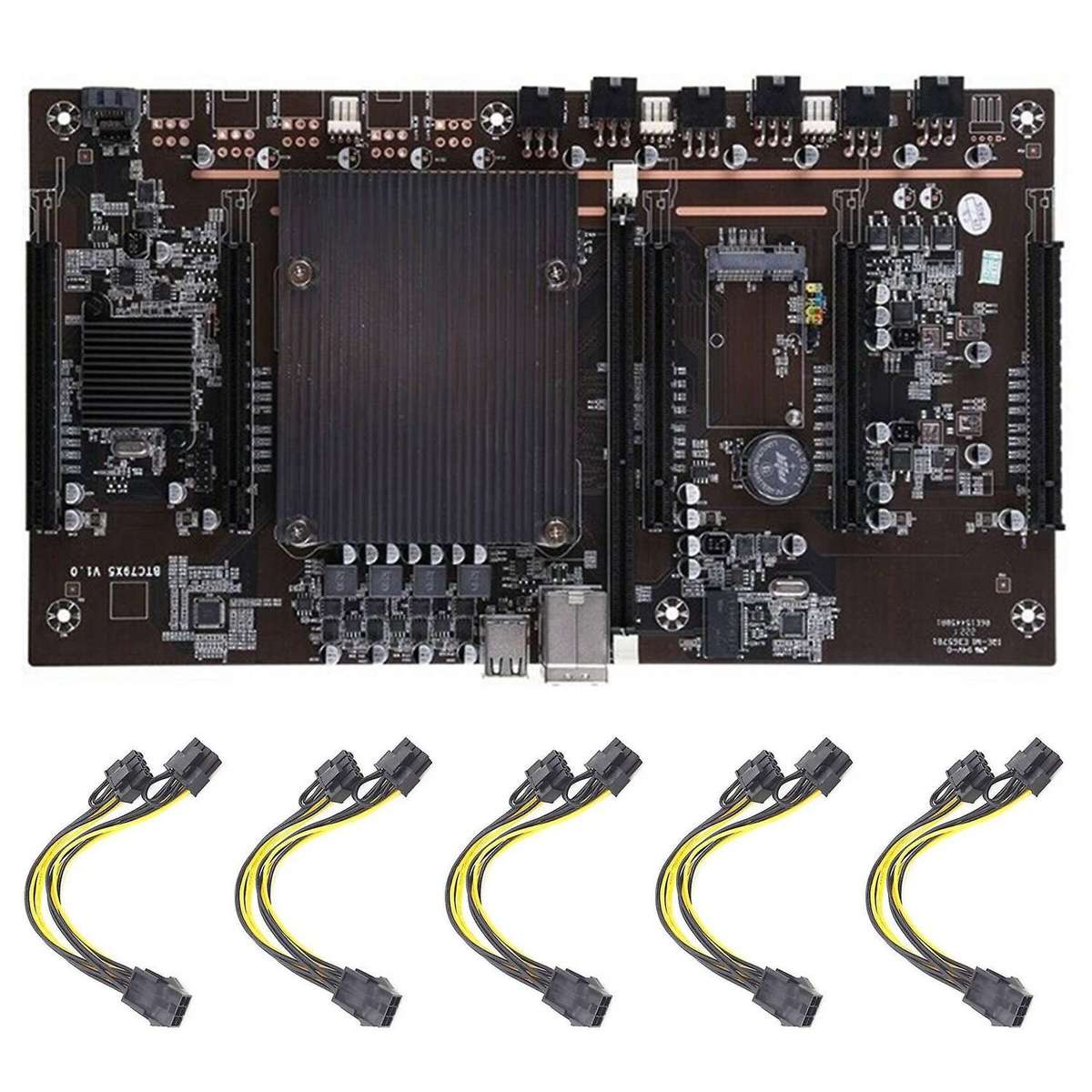 X79 H61 Btc Mining Motherboard with 5x6pin to Dual 8pin Cable for Btc