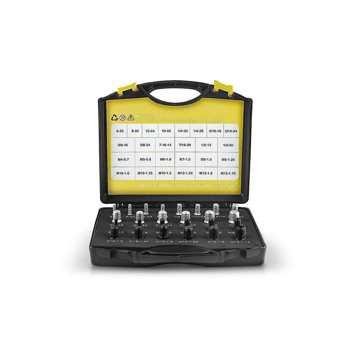 26pcs Nut and Bolt - Thread Gauge Suitable for Detecting Fixed Bolts Or Threaded Holes In Enclosed