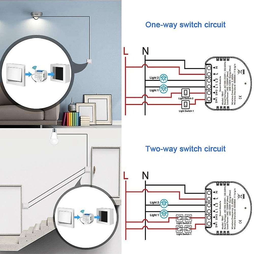 2CH WiFi/Tuya Smart Life Control Switch Breaker Smart Home Appliance Switch Traditional Switch Turn