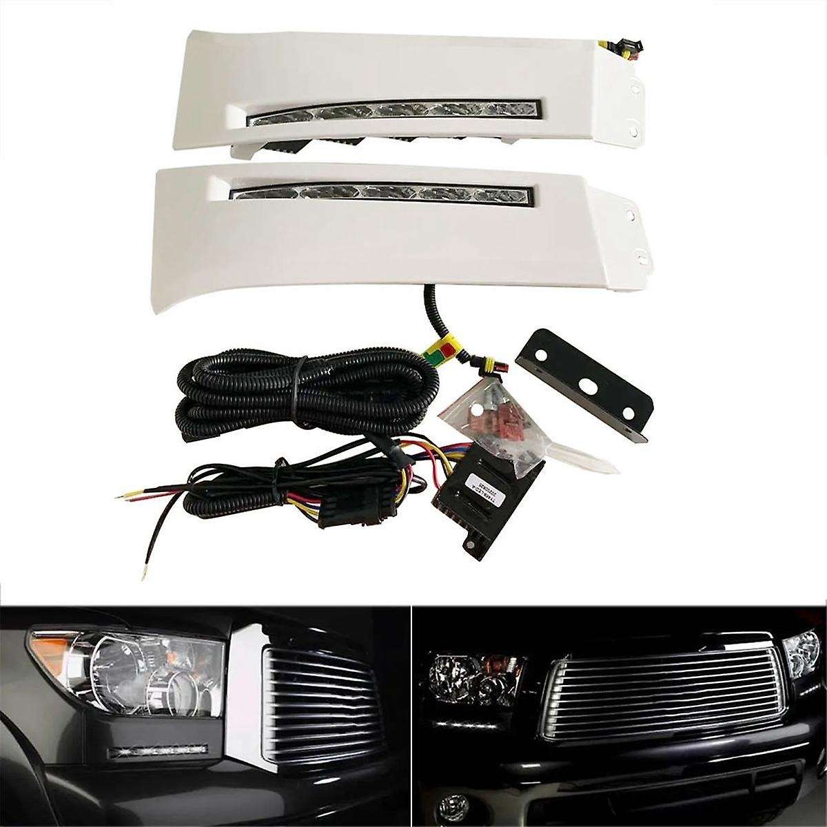 2pcs 12V Car LED Daytime Running Light for Sequoia 2007 -2013 DRL White Fog Lamps White