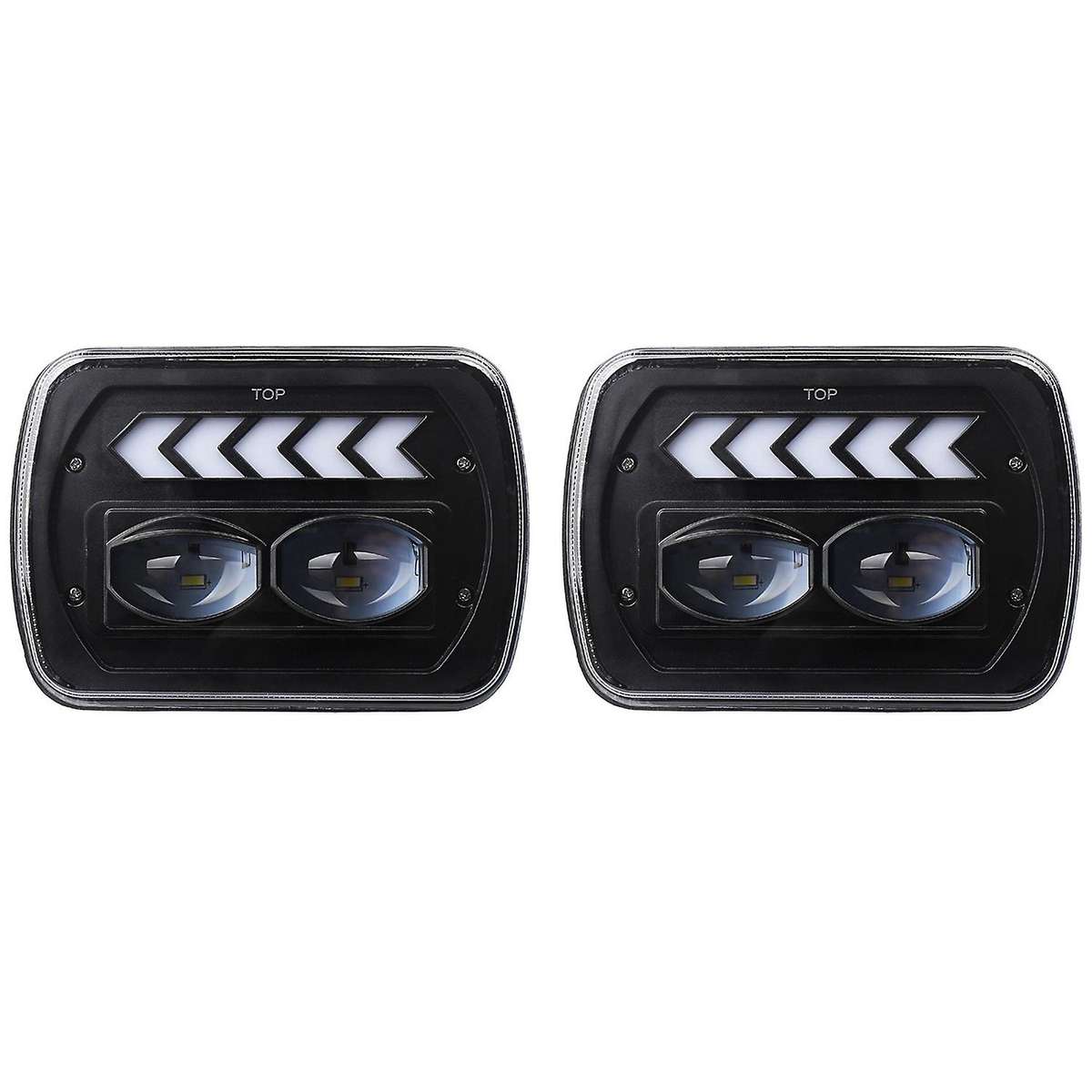 2PCS 5X7 Inch LED Headlight Head Light Lamp Angel Eye with Turn Singal Light, 40W 8250LM Working Hea