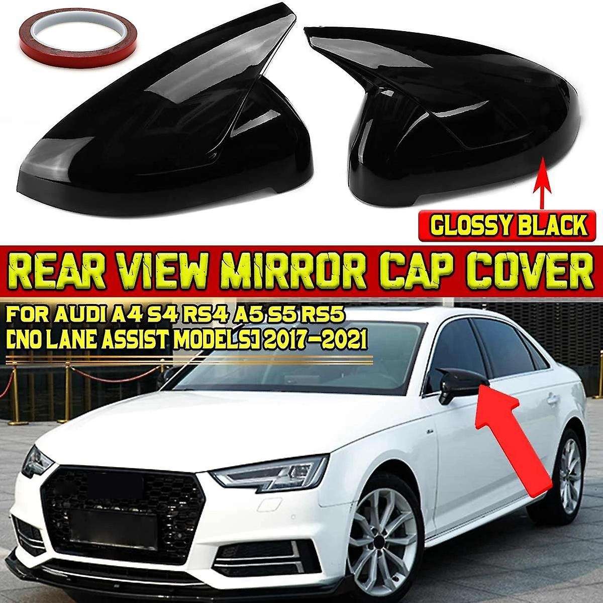 2Pcs A4 Mirror Cover Add-on Car Rear View Rearview Side Mirror Cover Cap for A4 S4 RS4 A5 S5 RS5 201