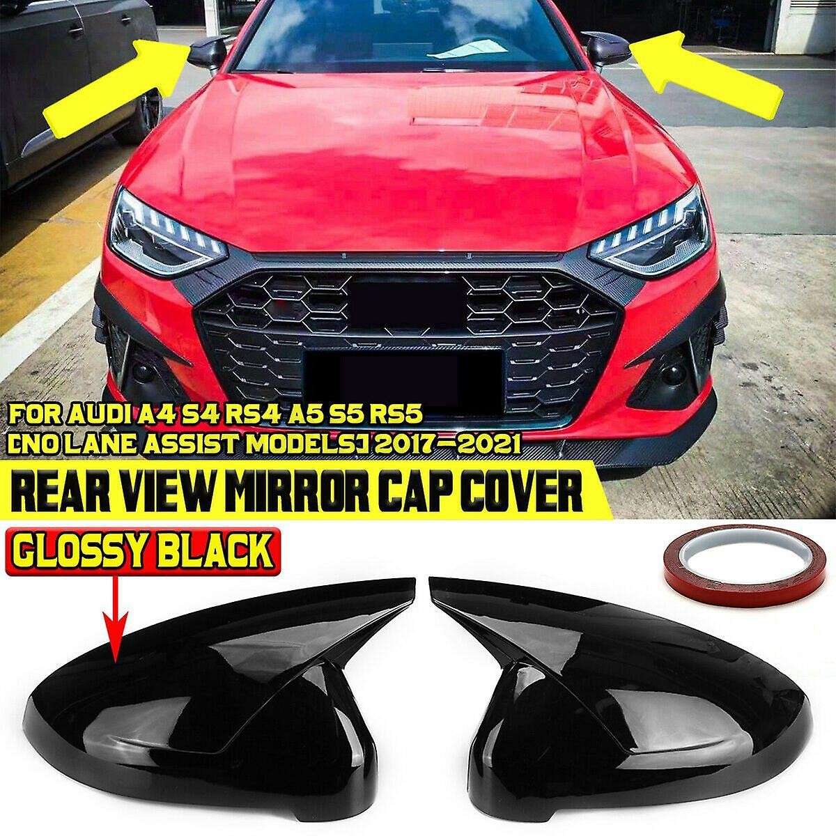 2Pcs A4 Mirror Cover Add-on Car Rear View Rearview Side Mirror Cover Cap for A4 S4 RS4 A5 S5 RS5 201