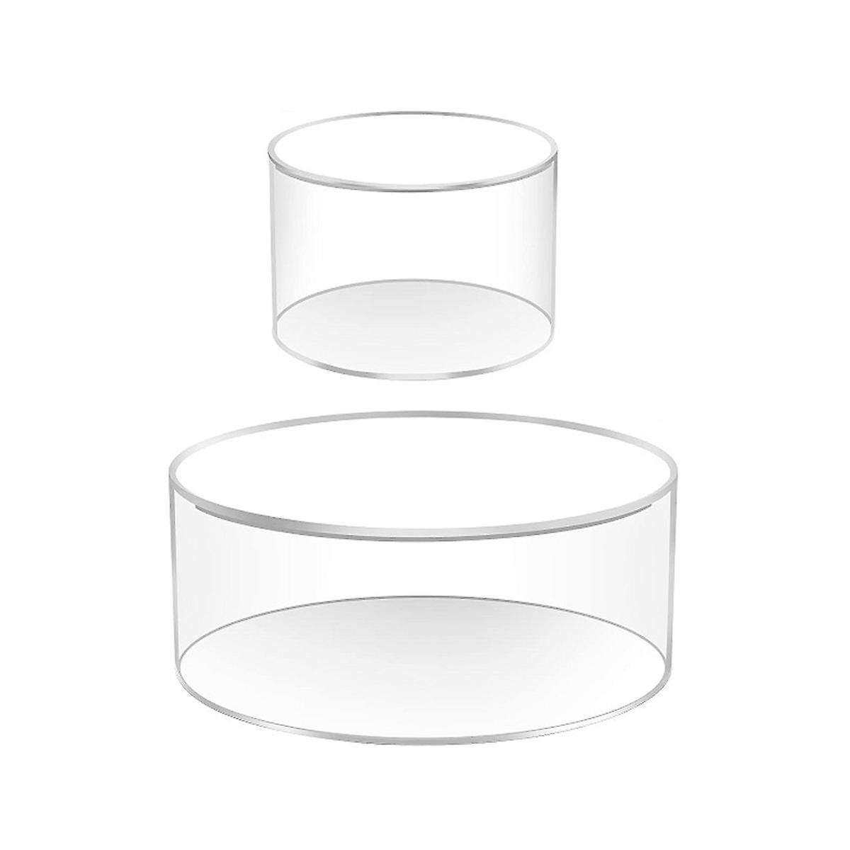 2pcs Acrylic Fillable Cake Display Board Clear Round Fillable Cake Stand Display Box for Wedding Bir