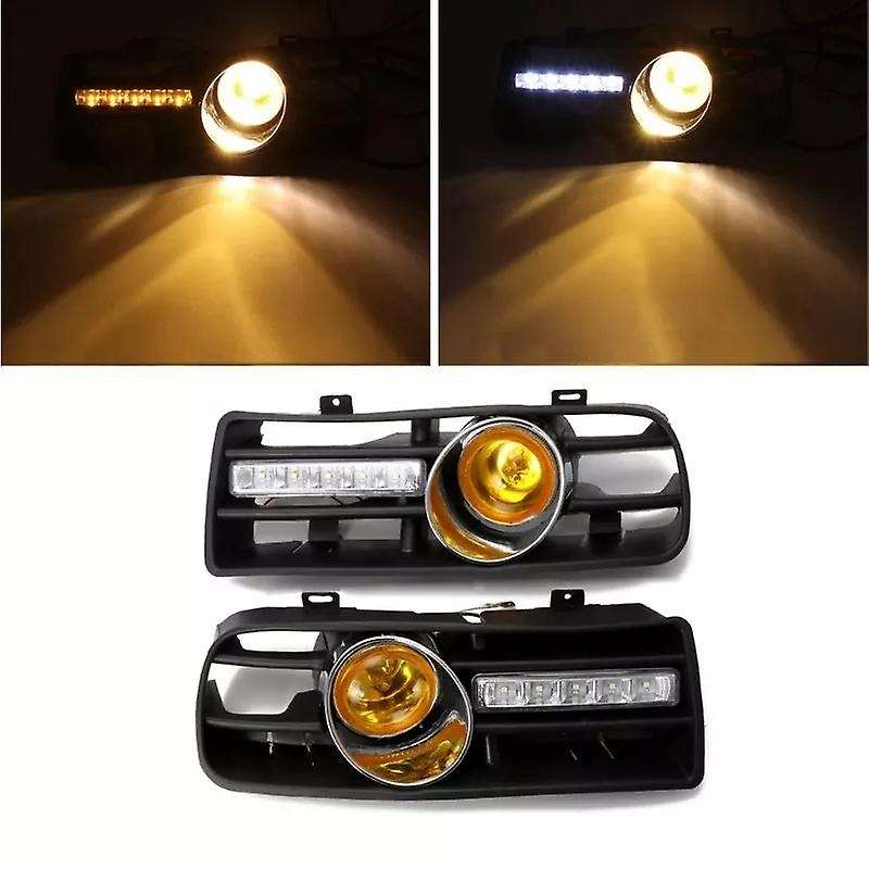 2PCS Car Fog Lamp Grille Front Bumper LED DRL Grille for Golf MK4 1997-2006