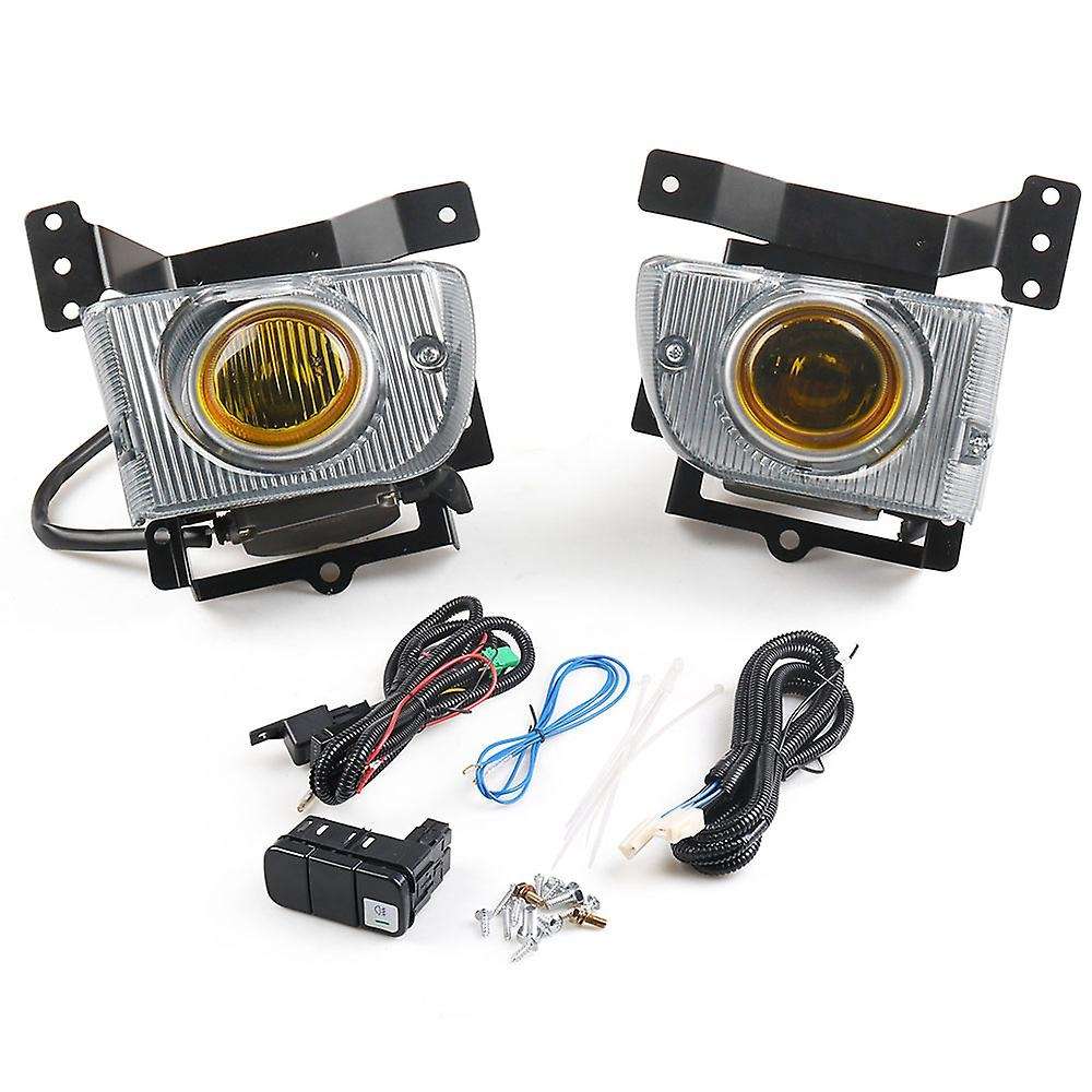 2Pcs Car Yellow Front Fog Lamp with Switch Button for 1992-1995 4-Door Sedan