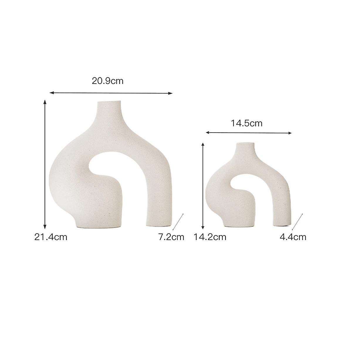 2Pcs Ceramic Vase Modern Vases Decor,Nordic Minimalist Decorative Geometric Vases for Bookshelf