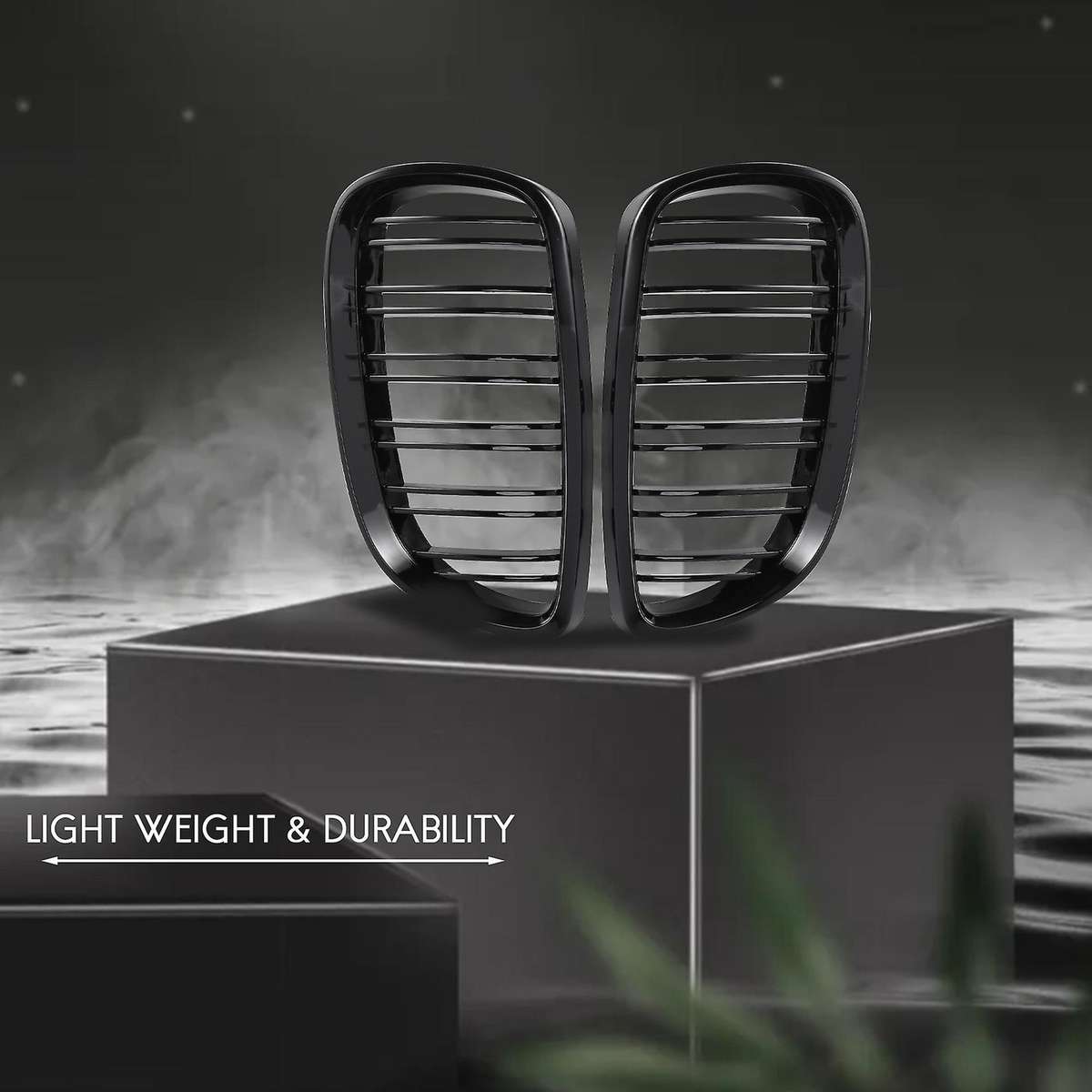 2Pcs Front Bumper Kidney Twin Fins Sport Grill Grille for 3 Series E92 E93 M3 Two Doors 2006-2009(