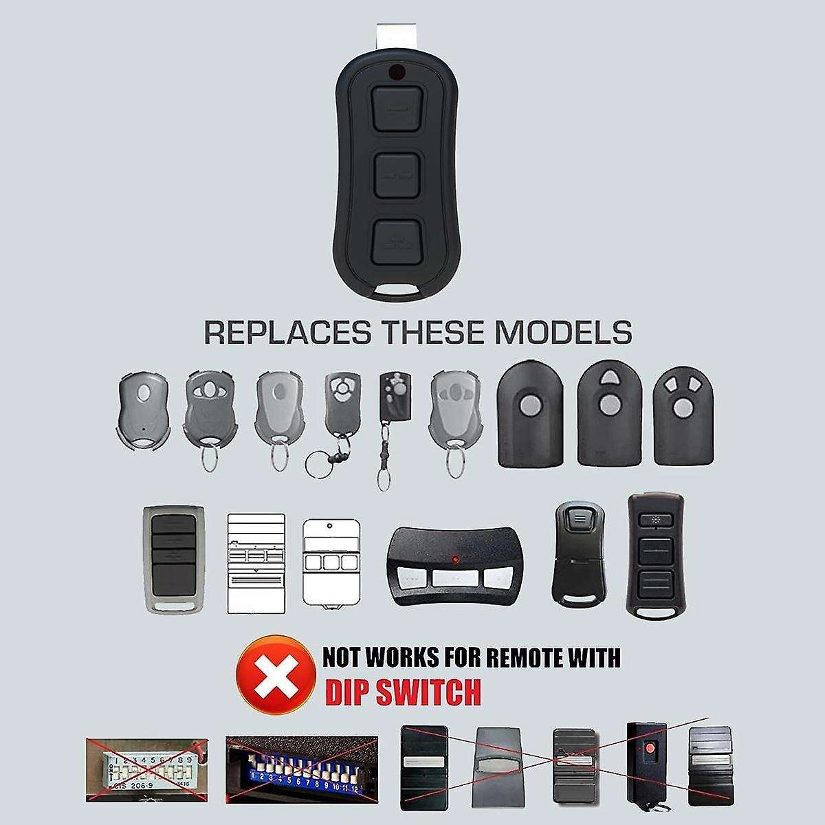 2PCS Garage Door Opener Remote Replacement for GM3T Overhead ACSCTG & MAT90 GM3T-BX