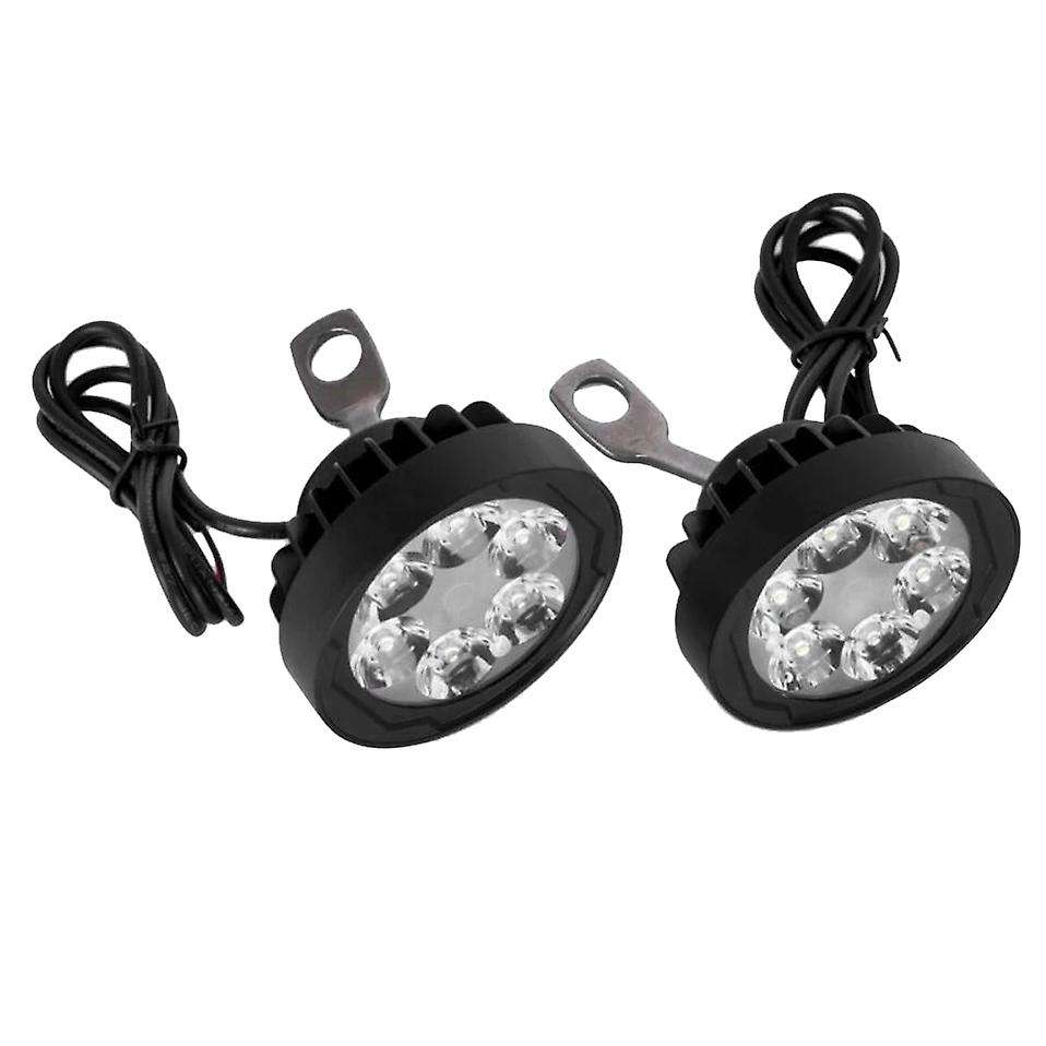 2PCS Motorcycle Headlight Fog Driving Lights Front head light lamp 6 LED Rearview Mirror Spotlight w