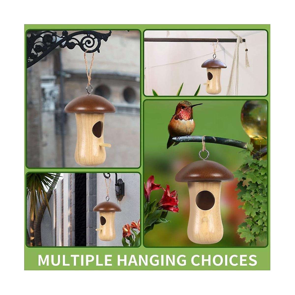 2pcs Mushroom Shape Garden Yard Decoration Sparrow Cage Swallow Bird House Tree Hanging Feeder Bird