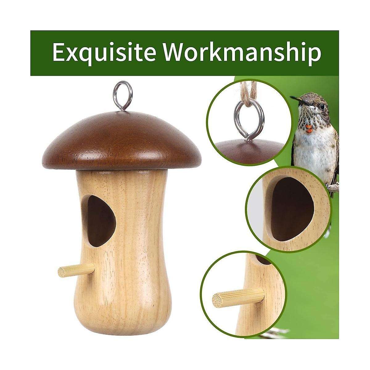 2pcs Mushroom Shape Garden Yard Decoration Sparrow Cage Swallow Bird House Tree Hanging Feeder Bird