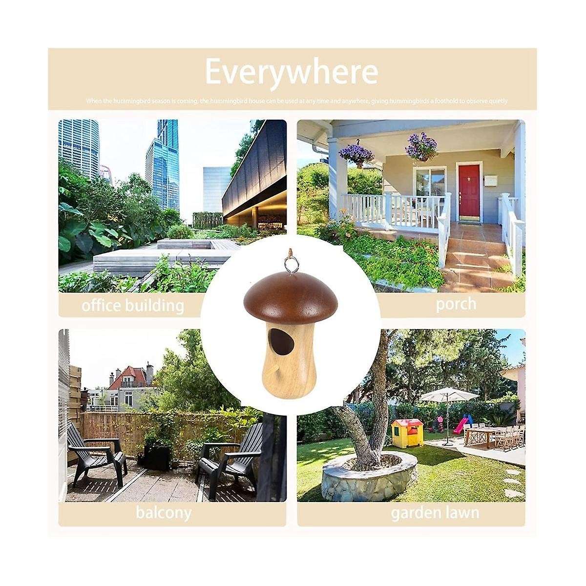 2pcs Mushroom Shape Garden Yard Decoration Sparrow Cage Swallow Bird House Tree Hanging Feeder Bird