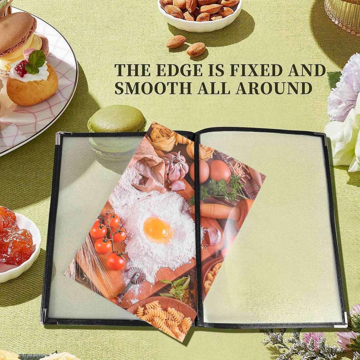 2pcs Transparent Restaurant Covers for A4 Size Book Style Cafe Bar 4 Pages 8 View