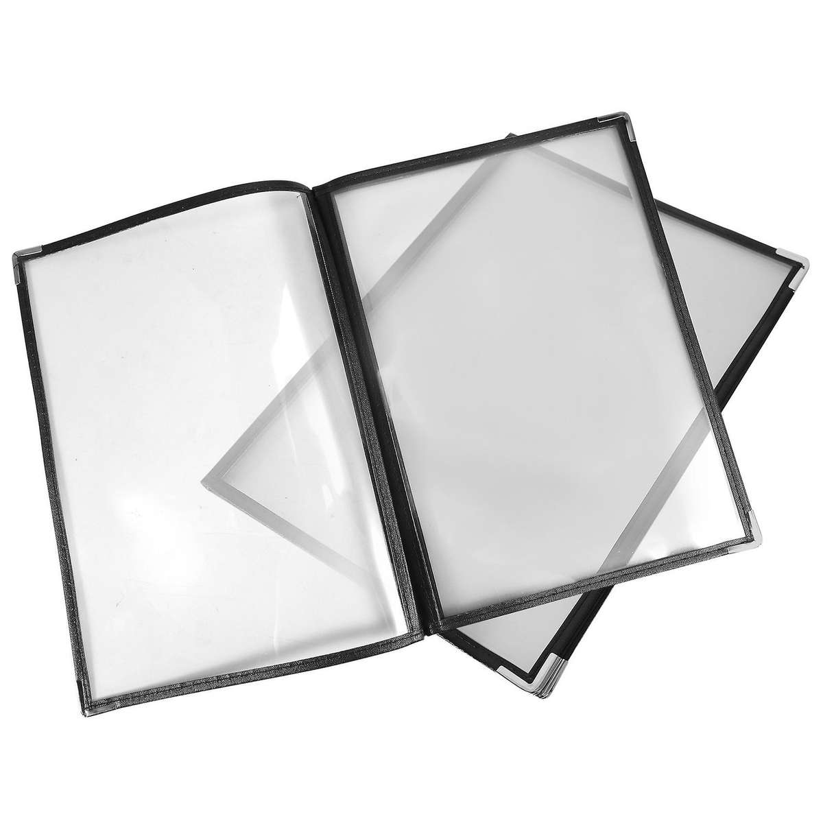 2pcs Transparent Restaurant Covers for A4 Size Book Style Cafe Bar 4 Pages 8 View