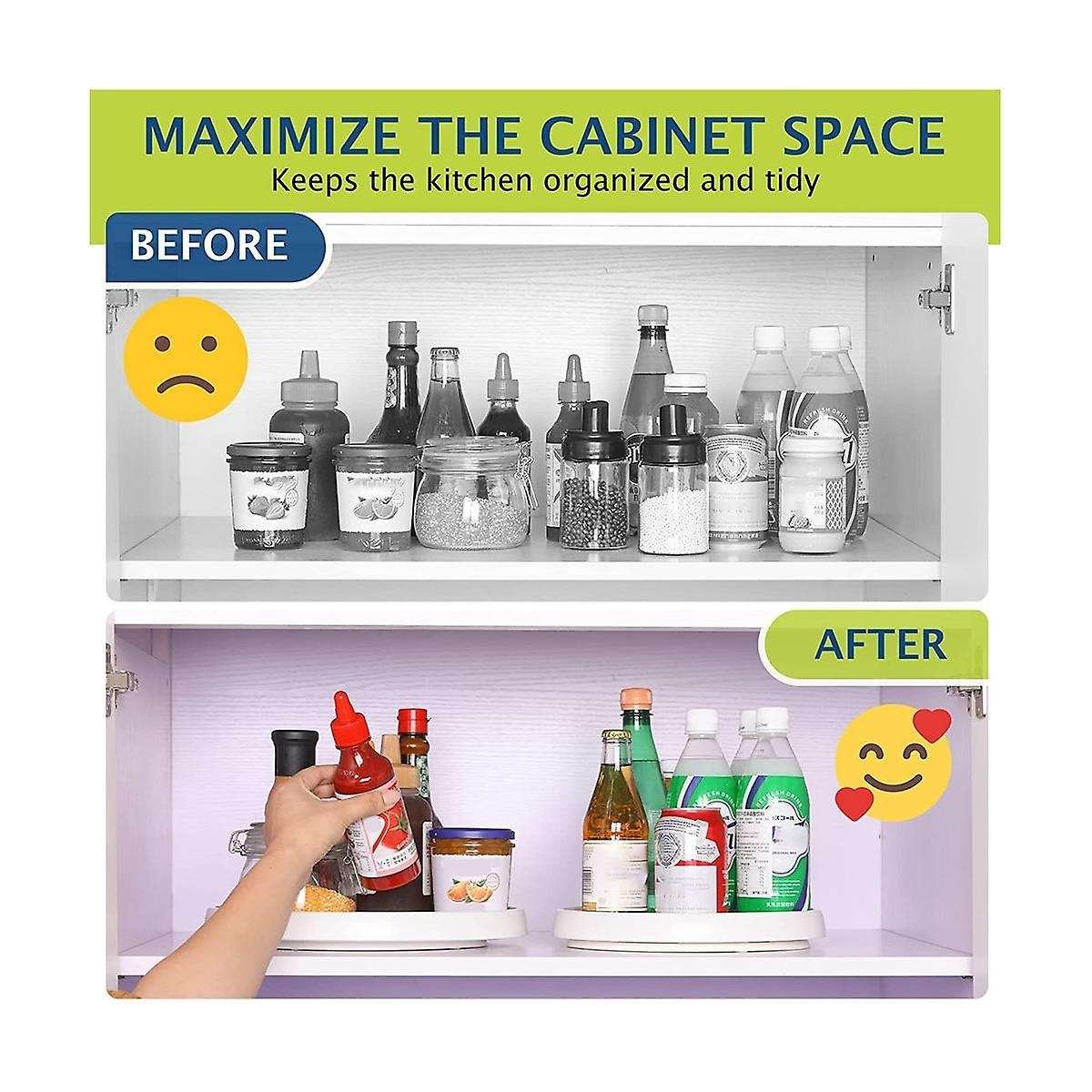 2pcs Turntable 10 Inch Non-skid Lazy Organizer for Cabinet, Pantry Organization, Spice Rack