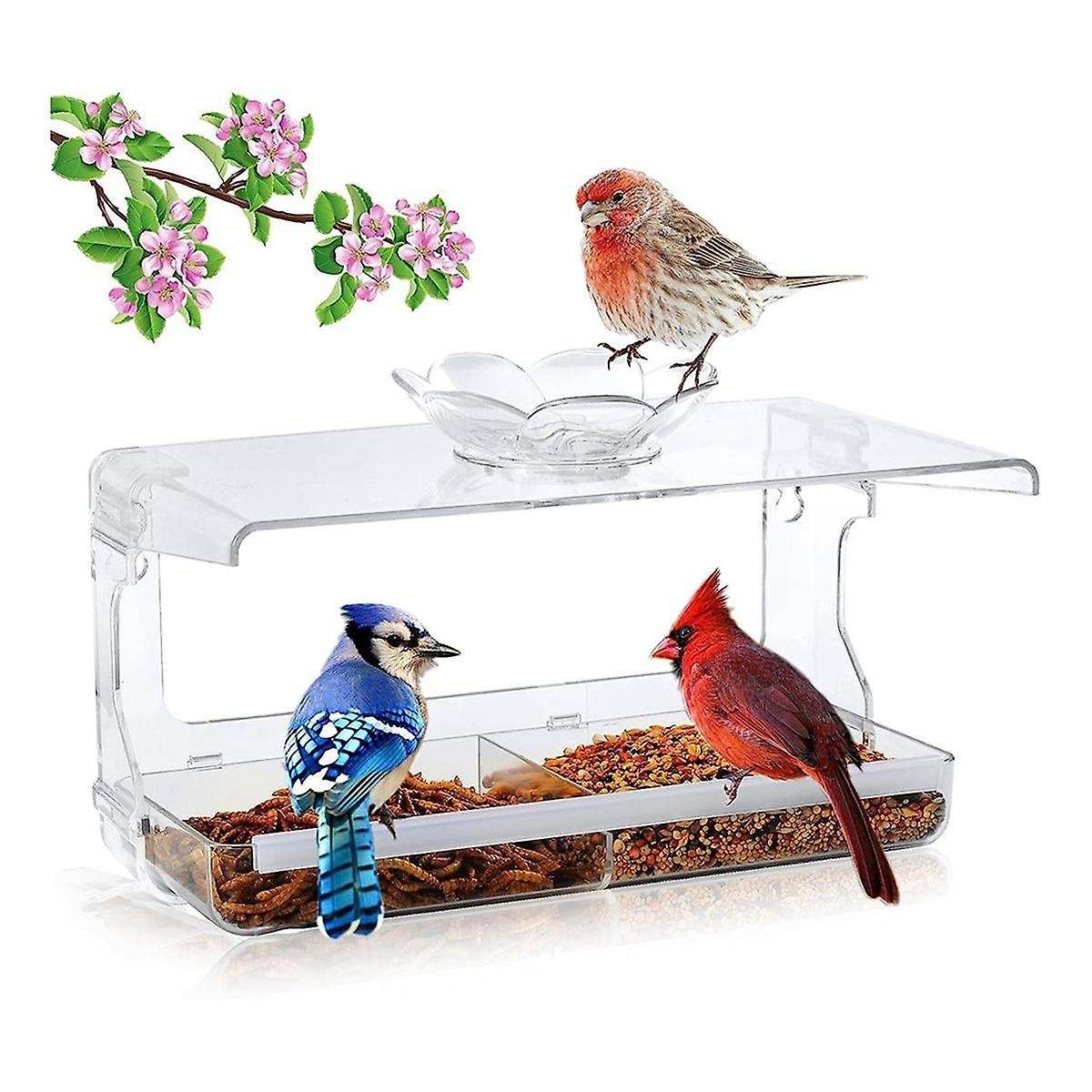2pcs Window Bird Feeder Clear Window Bird Feeder for Outside Transparent Bird House
