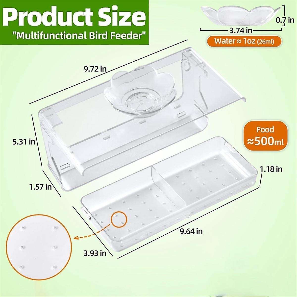2pcs Window Bird Feeder Clear Window Bird Feeder for Outside Transparent Bird House