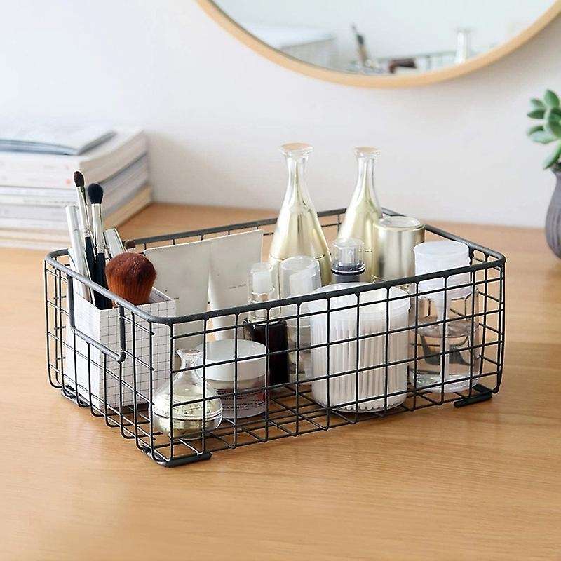 2Pcs Wire Storage Baskets with Handles, Metal Organizer Basket Bins , Office, Nursery, Laundry Shel