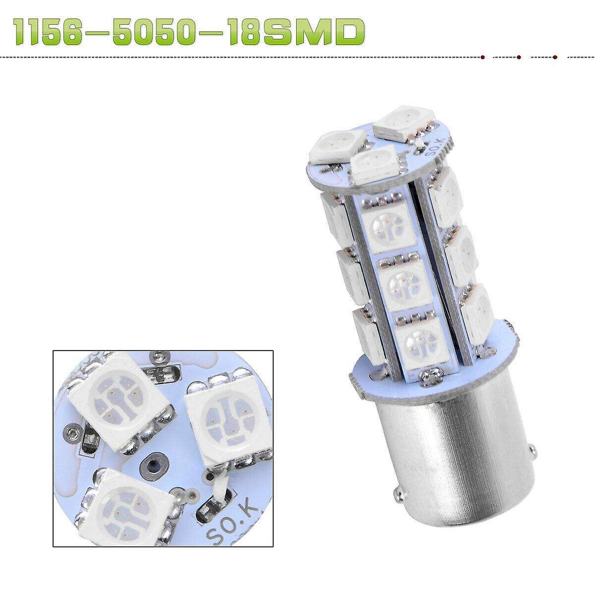 2Pcs Yellow 1156 BA15S 5050 18SMD LED Light Bulbs Turn Signal Backup Reverse