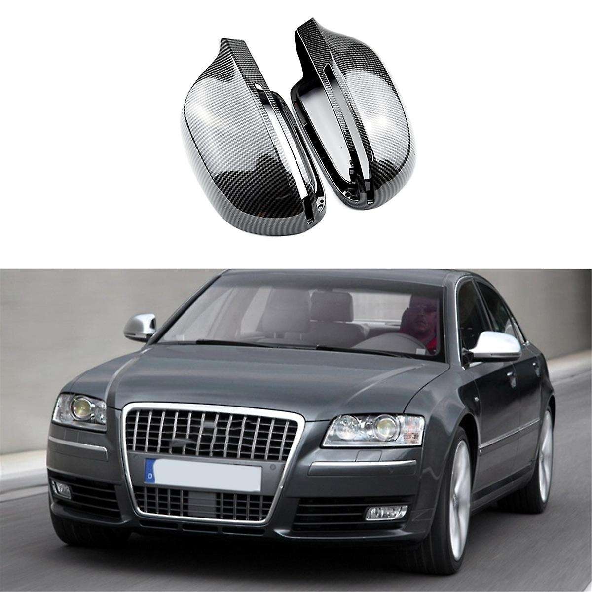 2X Carbon Fiber Pattern Rear View Mirror Cover for A4 S4 A5 S5 A6 S6 A8 S8 SQ3 Rear View Mirror Mod