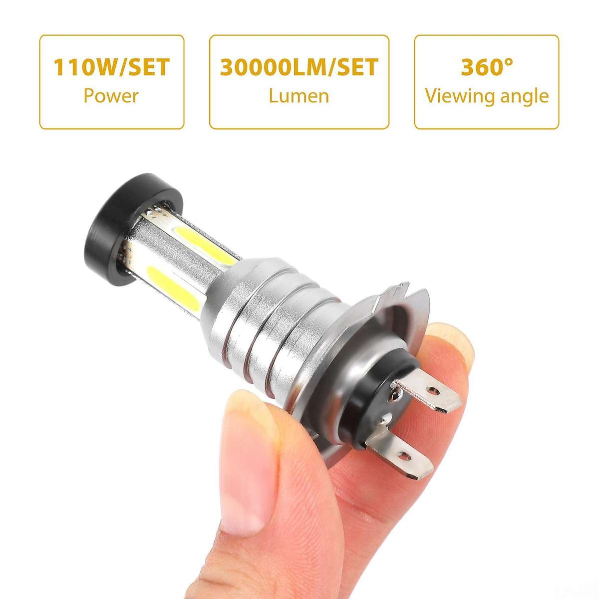 2X H7 LED Headlight Bulb Kit High Low Beam 100W 30000LM Super 6000K White