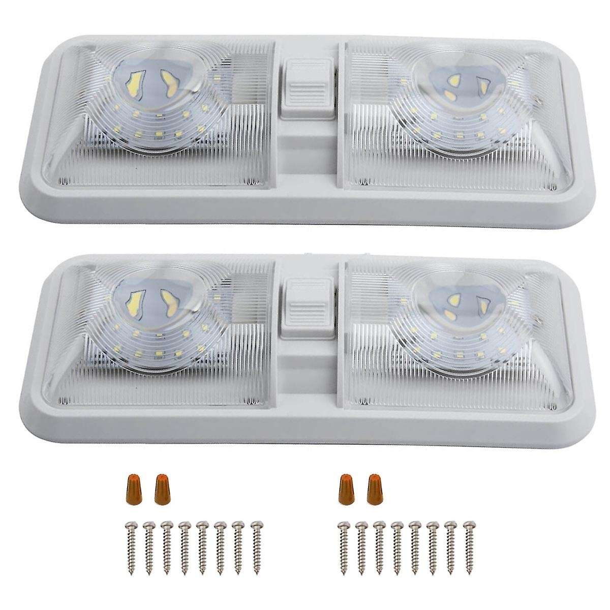 2X RV Interior Led Ceiling Light Boat Trailer Single Dome 12V 280LM Dimmer