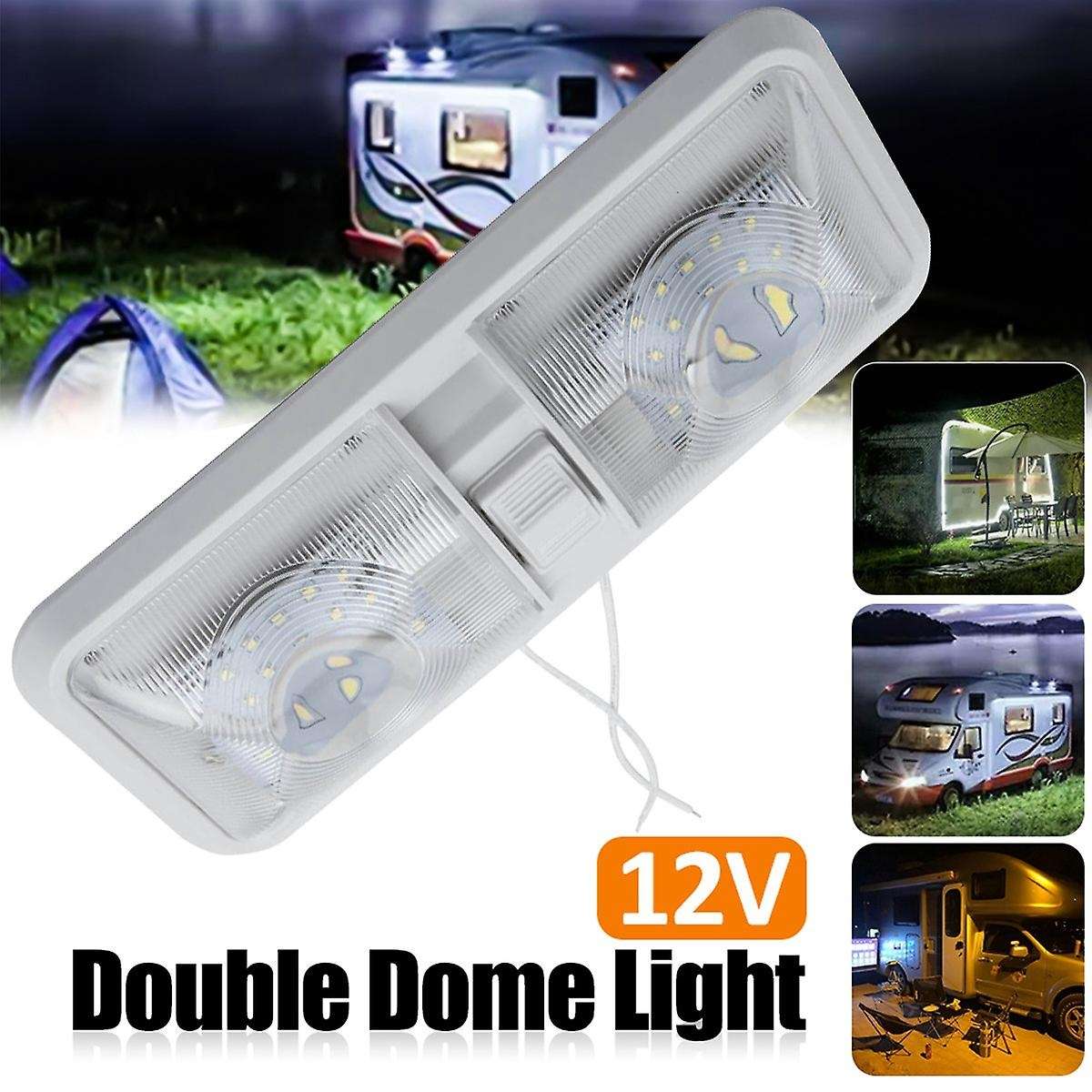 2X RV Interior Led Ceiling Light Boat Trailer Single Dome 12V 280LM Dimmer