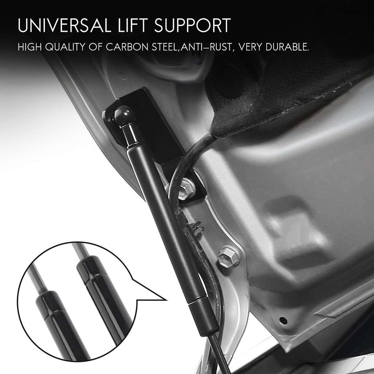 2x Universal 400mm 300n Car Front Cover Hood Rear Trunk Boot Shock Strut Support Bar Gas