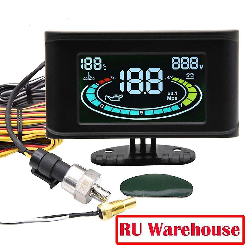 3 in 1 LCD Digital Car Oil Pressure Gauge Voltmeter Voltage Gauge Water Temperature Gauge+Sensor for