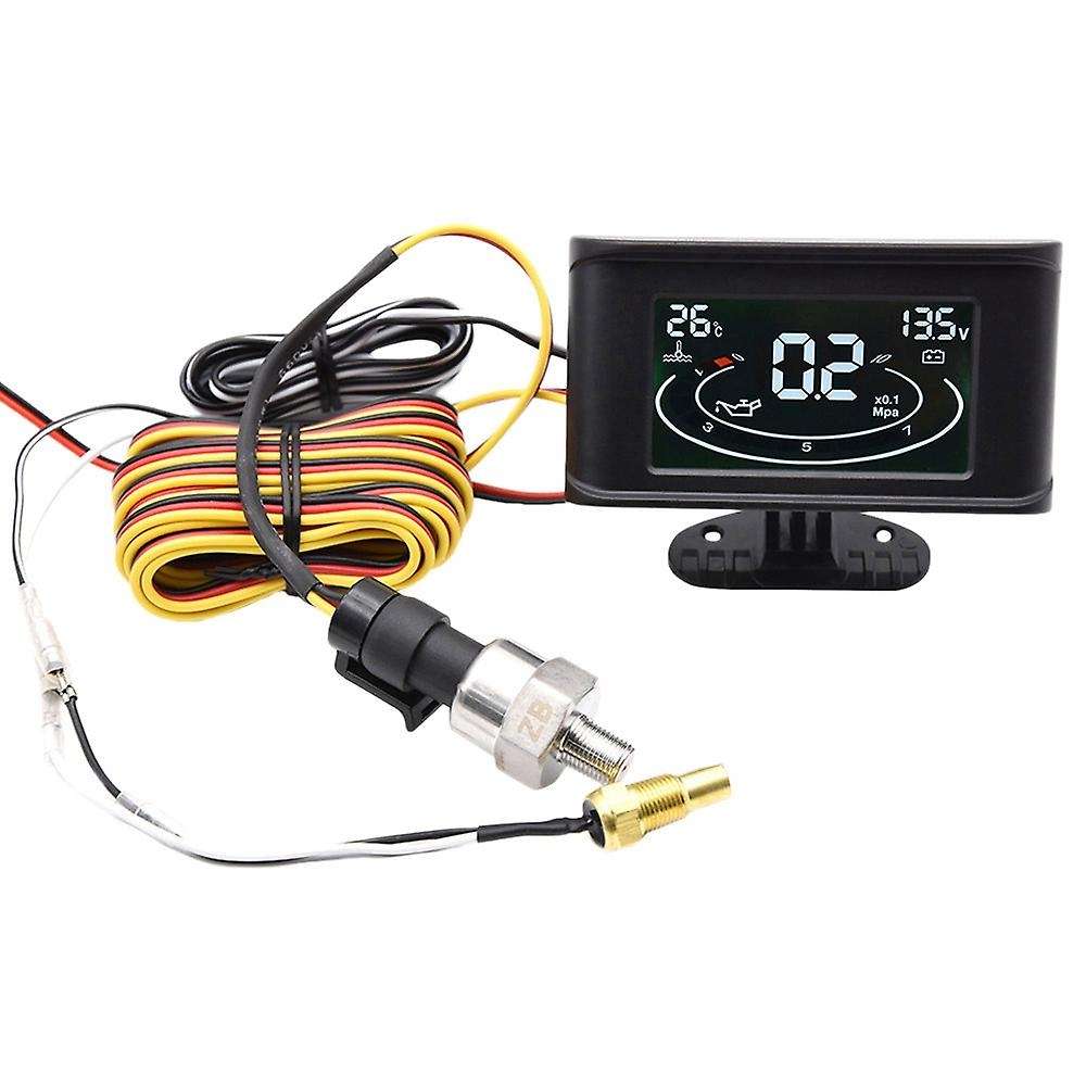 3 in 1 LCD Digital Car Oil Pressure Gauge Voltmeter Voltage Gauge Water Temperature Gauge+Sensor for