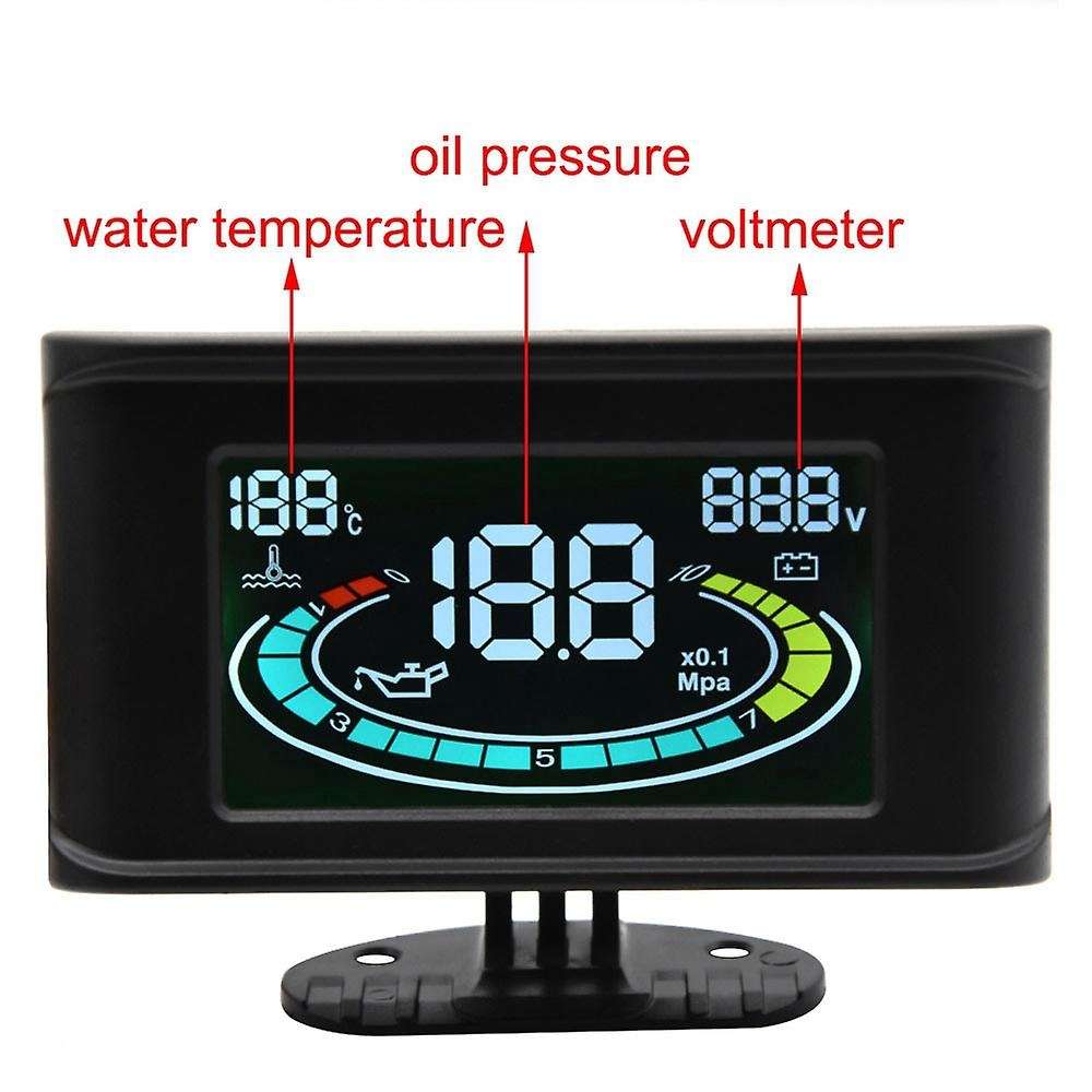 3 in 1 LCD Digital Car Oil Pressure Gauge Voltmeter Voltage Gauge Water Temperature Gauge+Sensor for