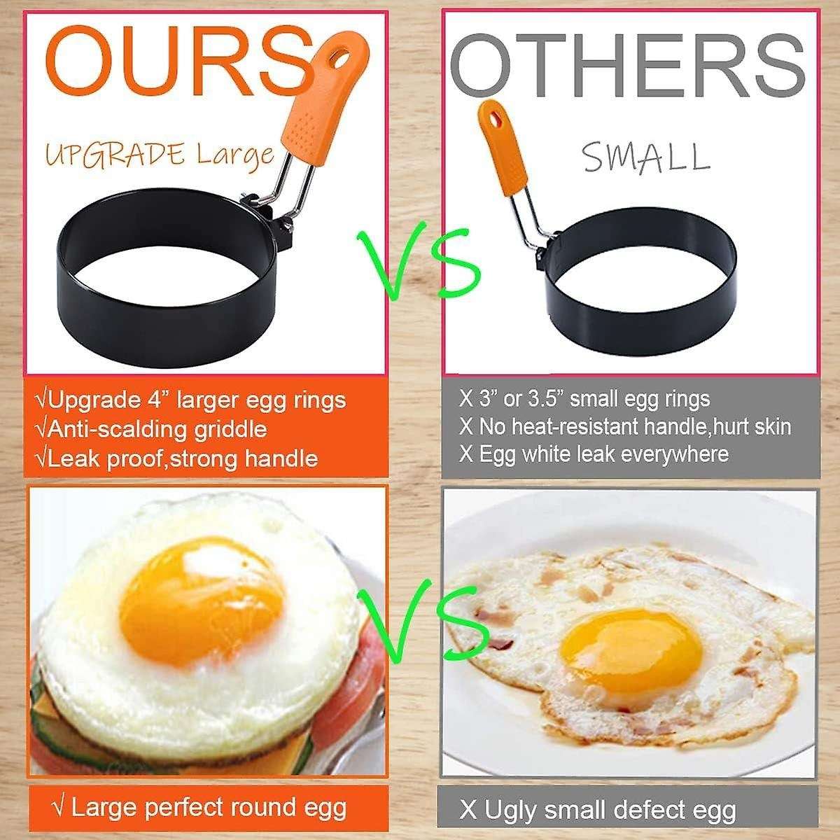 3 Packs Egg Rings for Griddle Frying Egg, 3.5 Inch Egg Ring 6 Inch Pancake Mold 8 Inch Omelet Ring N