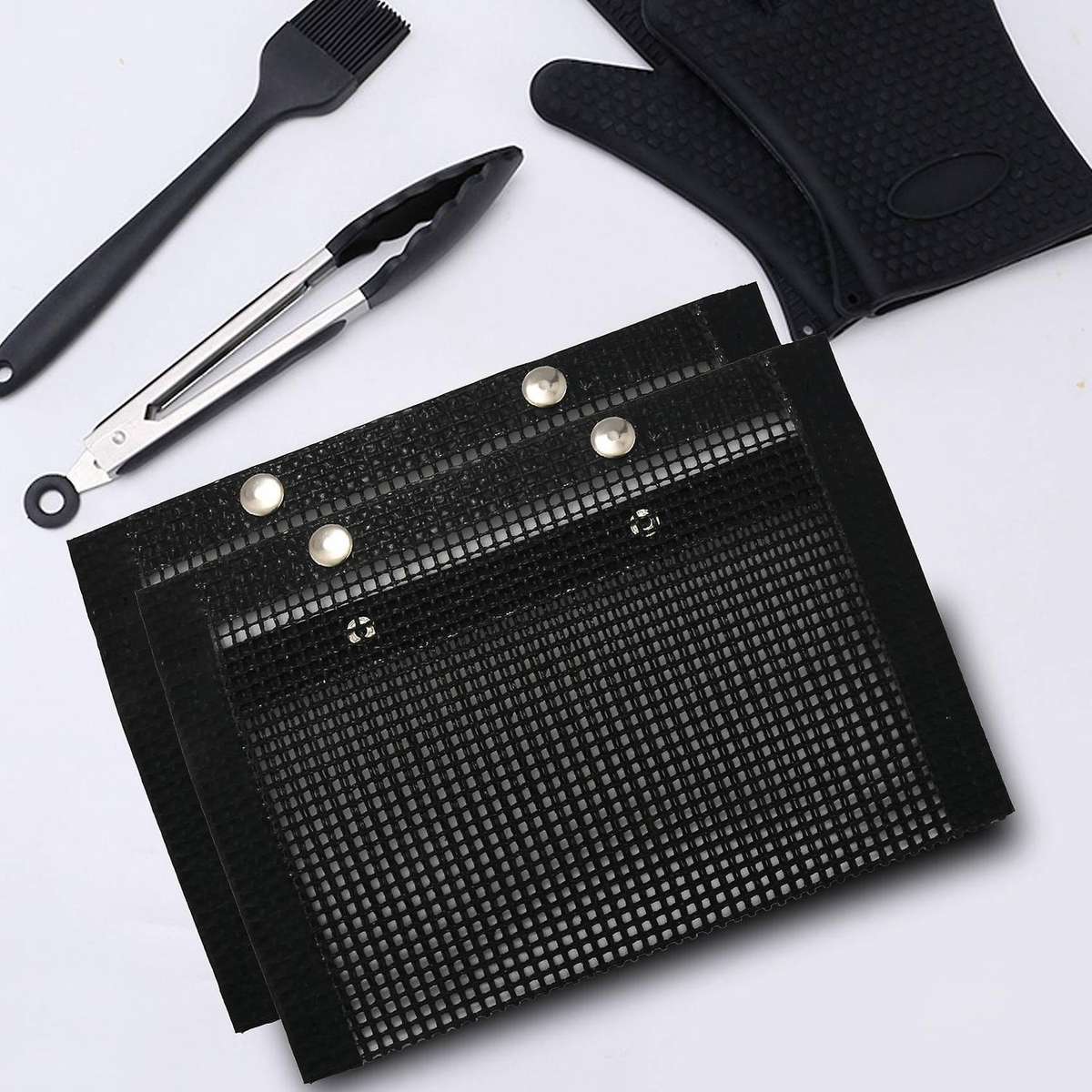 3 Pcs Non-stick Mesh Grilling Bag Non-stick Bbq Bake Bag Outdoor Picnic Tool