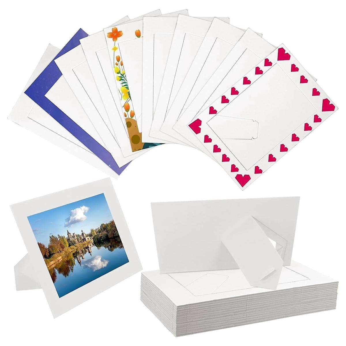 30 Pack Paper Picture Frames for 4 X 6inch Photos, Standing White Cardboard Photo Frames with Easel