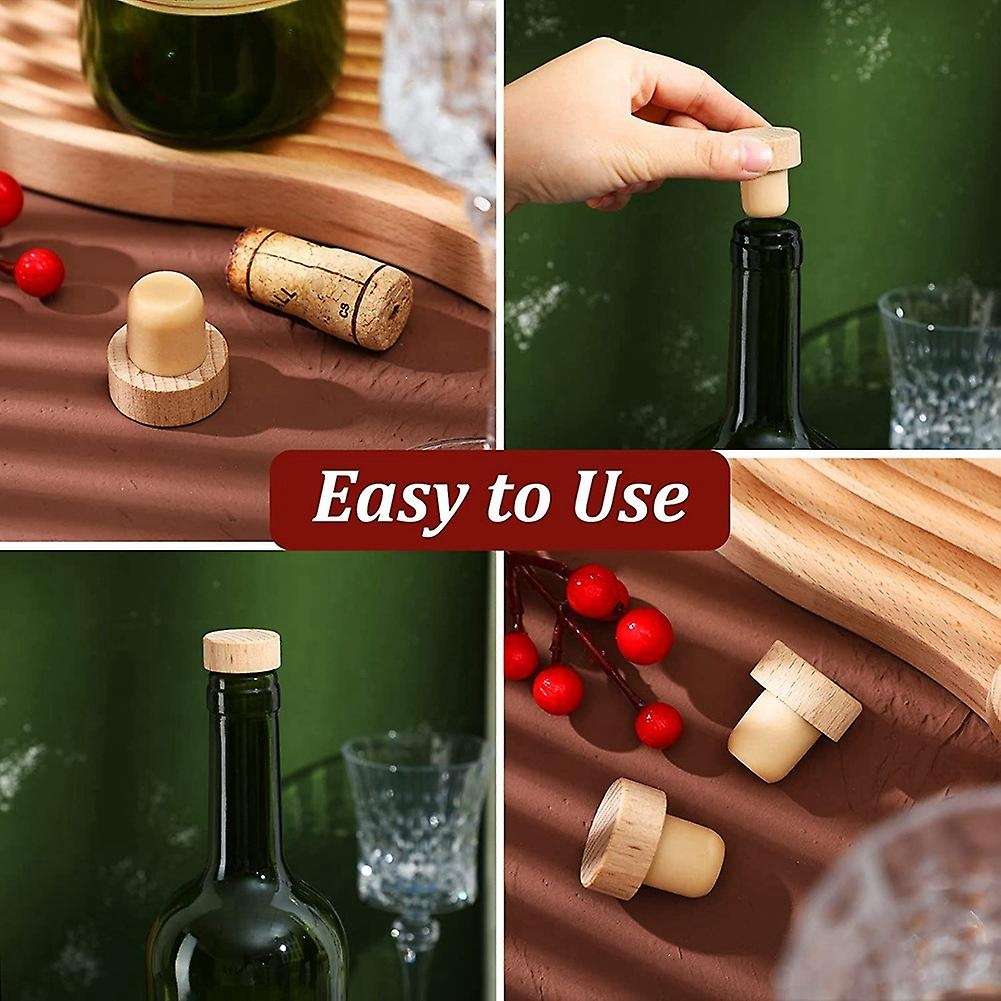 30pc Wine Bottle T Shaped Wooden Stopper Compatible Wooden Wine Stopper