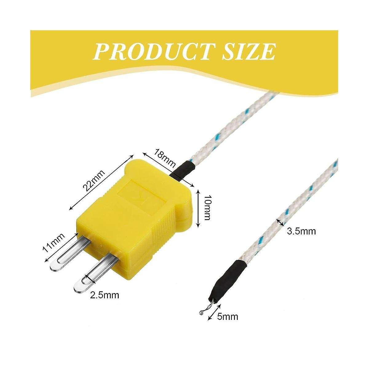30Pcs 3Meters K Type Mini-Connector Thermocouple Temperature Probe Sensor Temperature Sensing Line f