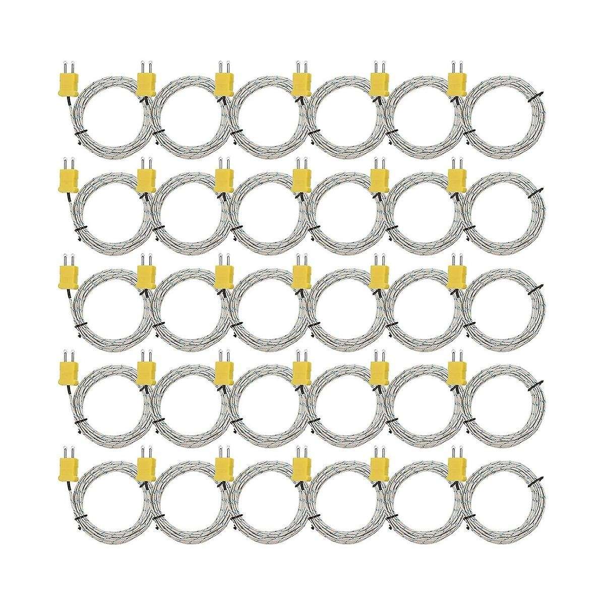 30Pcs 3Meters K Type Mini-Connector Thermocouple Temperature Probe Sensor Temperature Sensing Line f