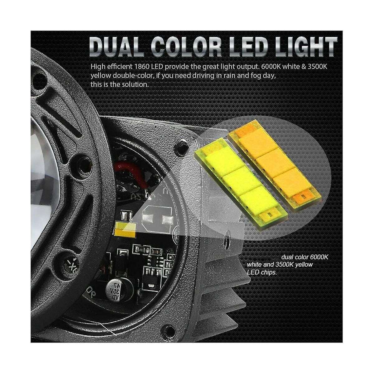 30w Yellow White Colour 12v Led Round Spotlight 3inch Front Bar Fog Light Suitable for Motorbikes B