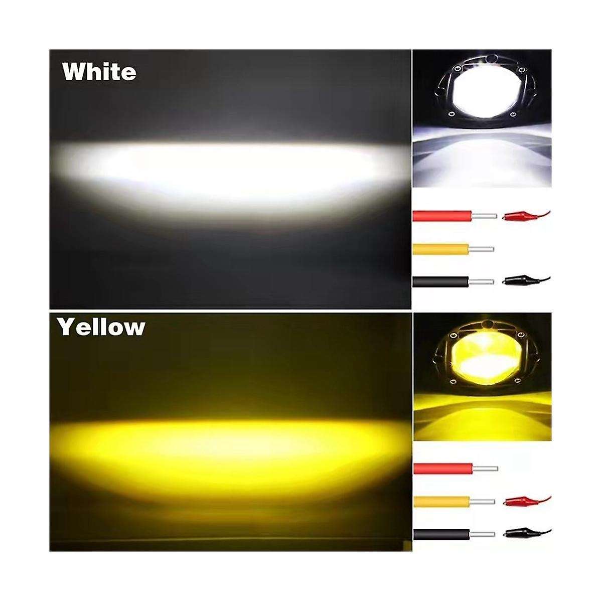 30w Yellow White Colour 12v Led Square Spotlight 3inch Front Bar Fog Light Suitable for Motorbikes