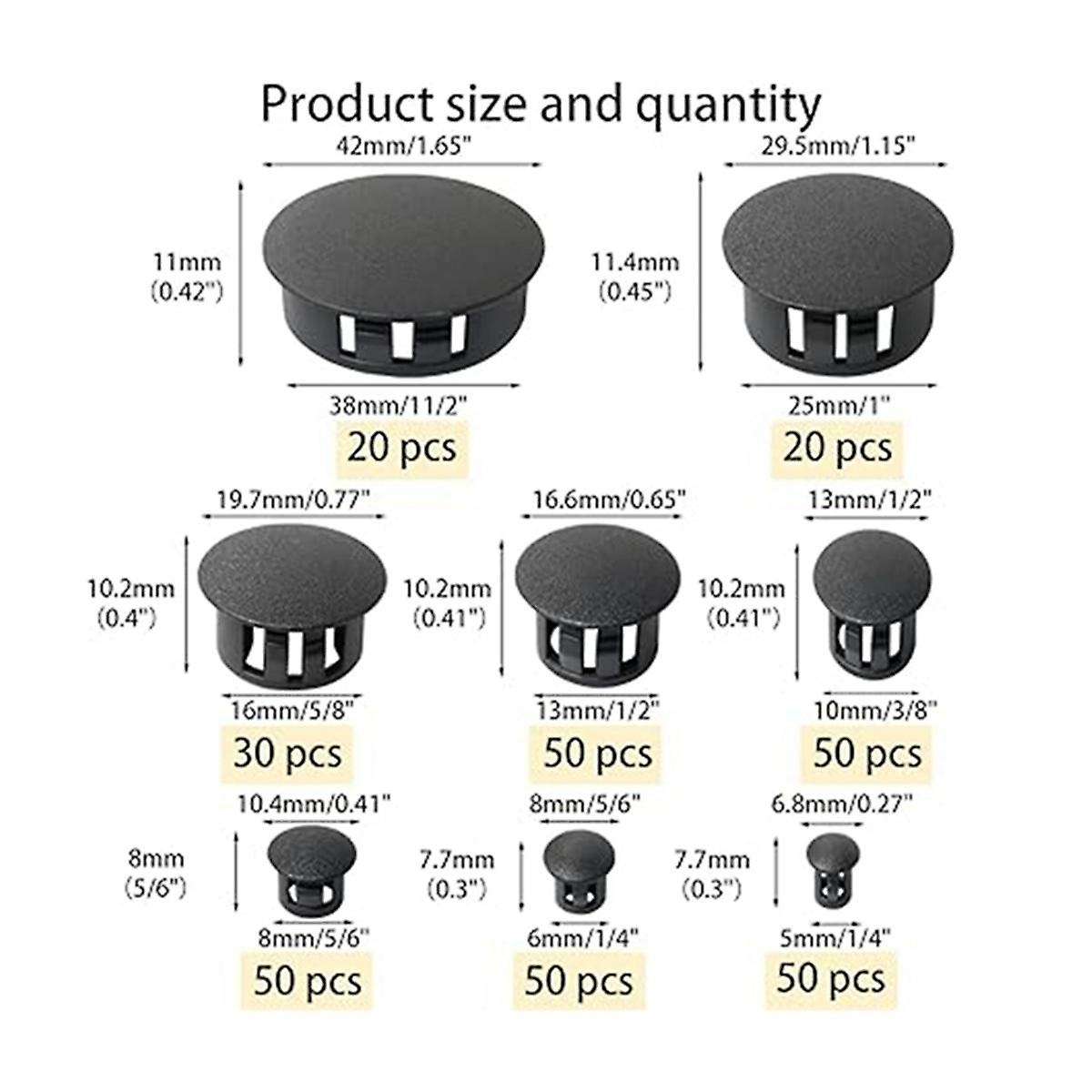 320 Plug Hole Plugs, Hole Cover Snap-in Keyhole Plugs, Panel Hole Plug Decorative Covers for Kitche