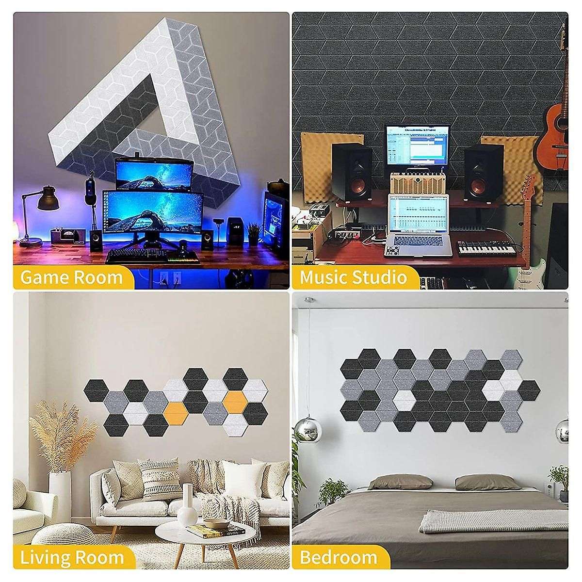 36 Pack Acoustic Panels,hexagon Self Adhesive Soundproof Sound Proof Foam Panels Office Studio,mult