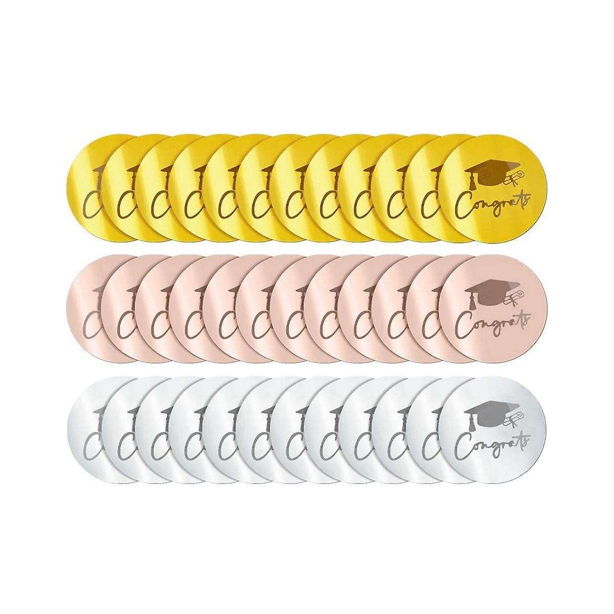 36pcs Graduation Cupcake Toppers Acrylic Cake Disc Cake Toppers Round Graduation Engraved Mirror Ac
