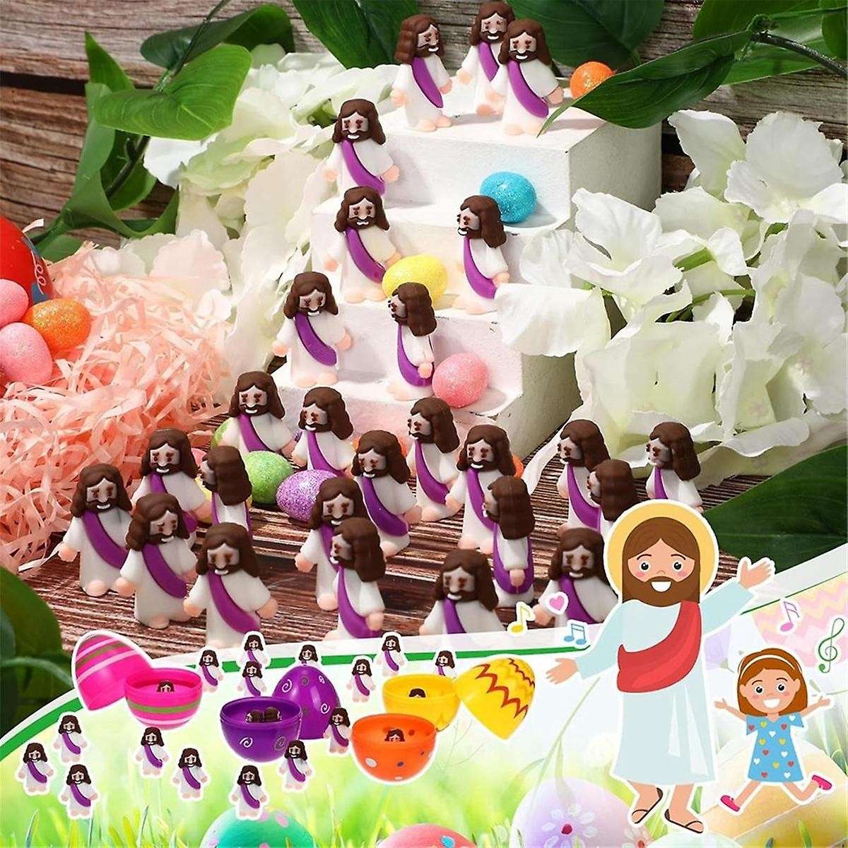 36PCS Mini Jesus Figurine Easter Decorations Jesus Toys Baby Jesus Figure Christ Religious Saviors J