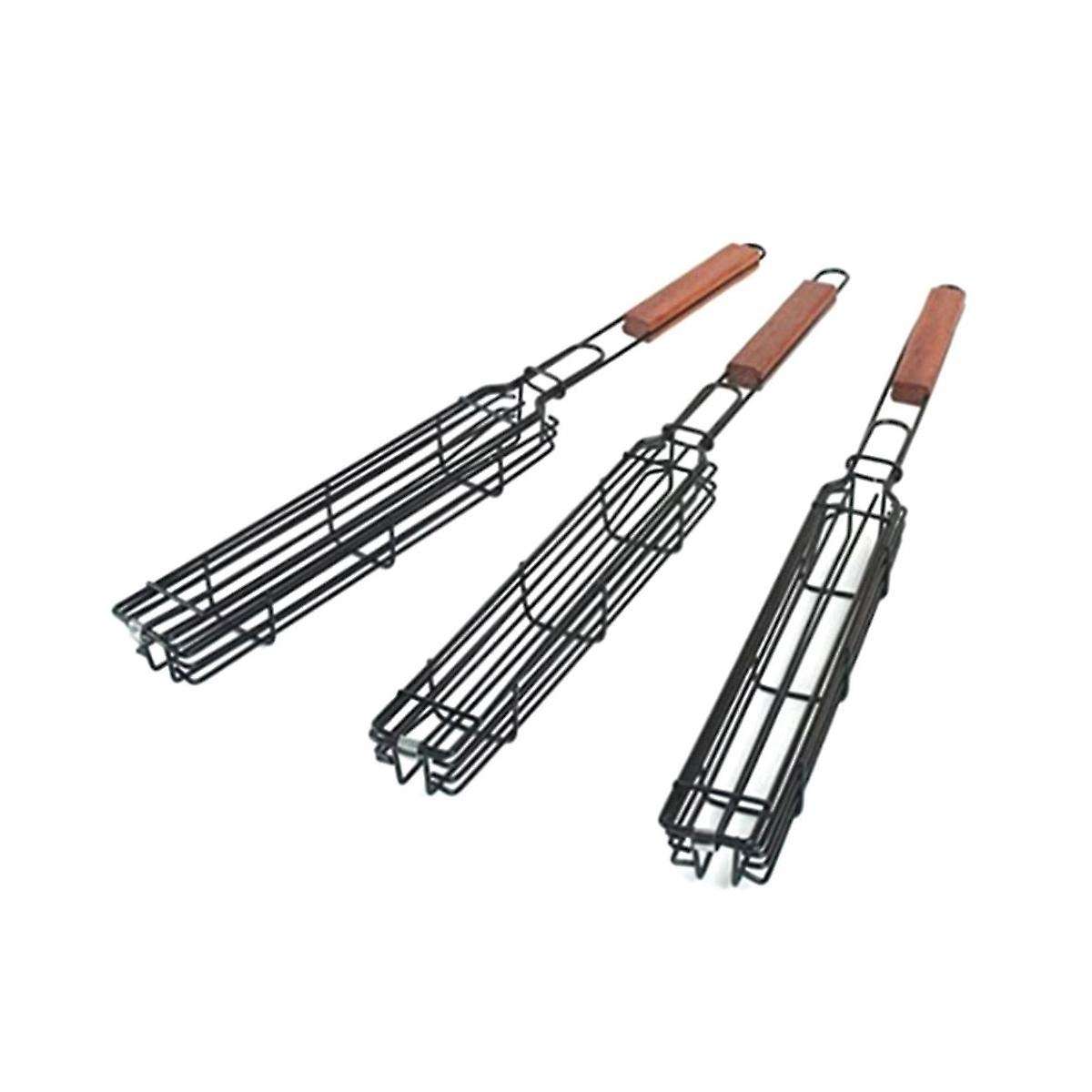3pcs Bbq Grilling Basket Stainless Steel Barbecue Grill Basket Tools Grill Mesh for Fish Vegetable