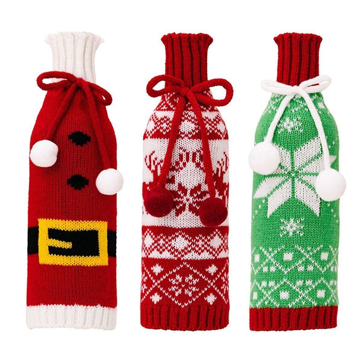 3pcs Christmas Wine Bottle Covers Decorations Cover for Wine Bottle for Christmas Decorations,party