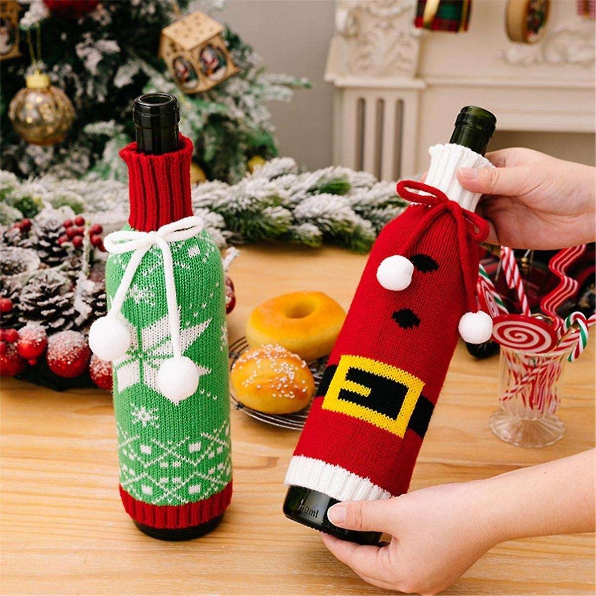 3pcs Christmas Wine Bottle Covers Decorations Cover for Wine Bottle for Christmas Decorations,party
