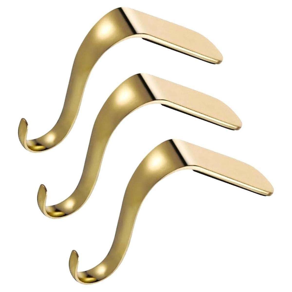 3Pcs Hook Up Christmas Decor Gold Clothes Rack Hooks for Keys Fireplace Hanger Christmas Metal Hook