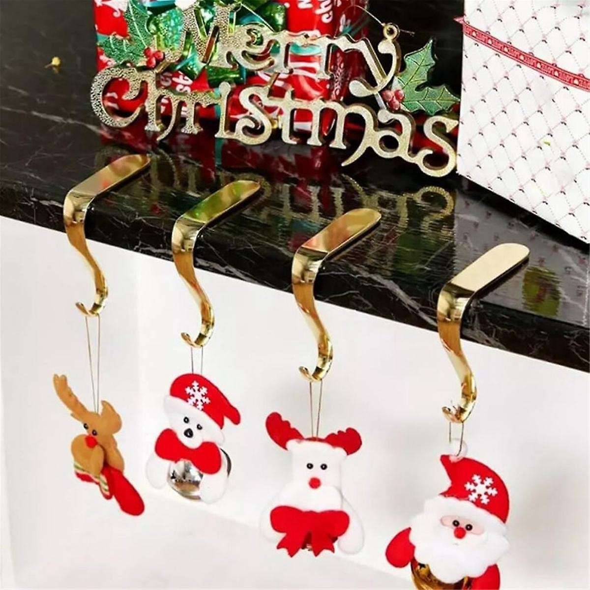 3Pcs Hook Up Christmas Decor Gold Clothes Rack Hooks for Keys Fireplace Hanger Christmas Metal Hook