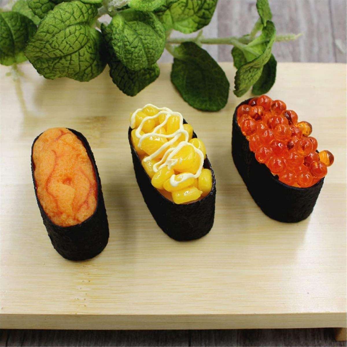 3Pcs Simulation Sushi Fake Onigiri Decoration Miniture Decoration Food Sample Plastic Realistic Food